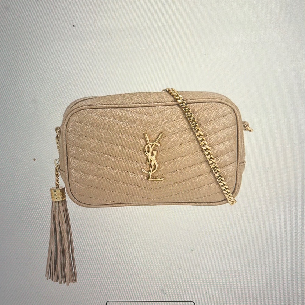 Gently used Saint Laurent Mini Lou Chain Bag with original box.